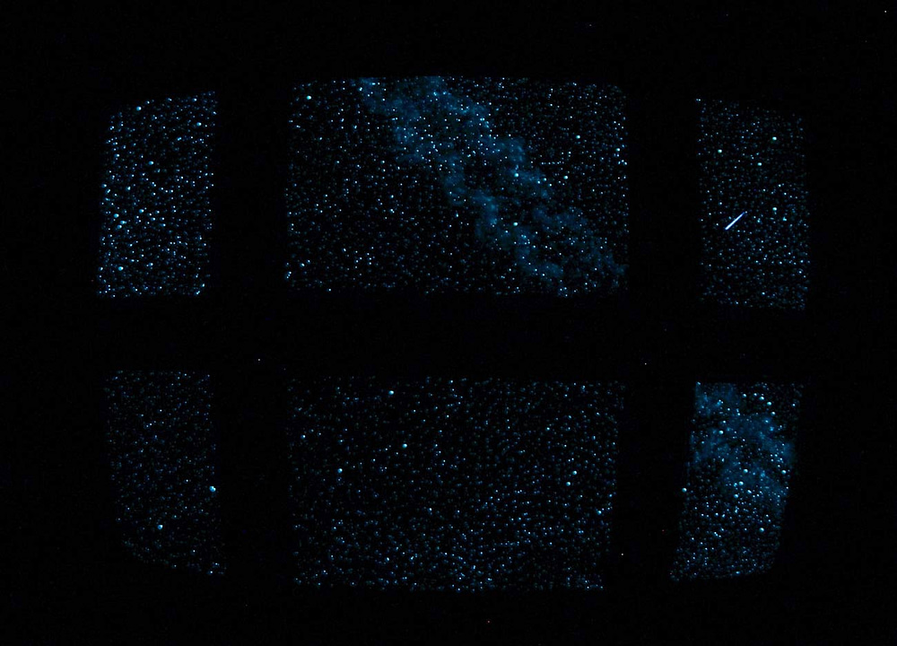 Dallas home theater star ceiling in dark, by Night Sky Murals