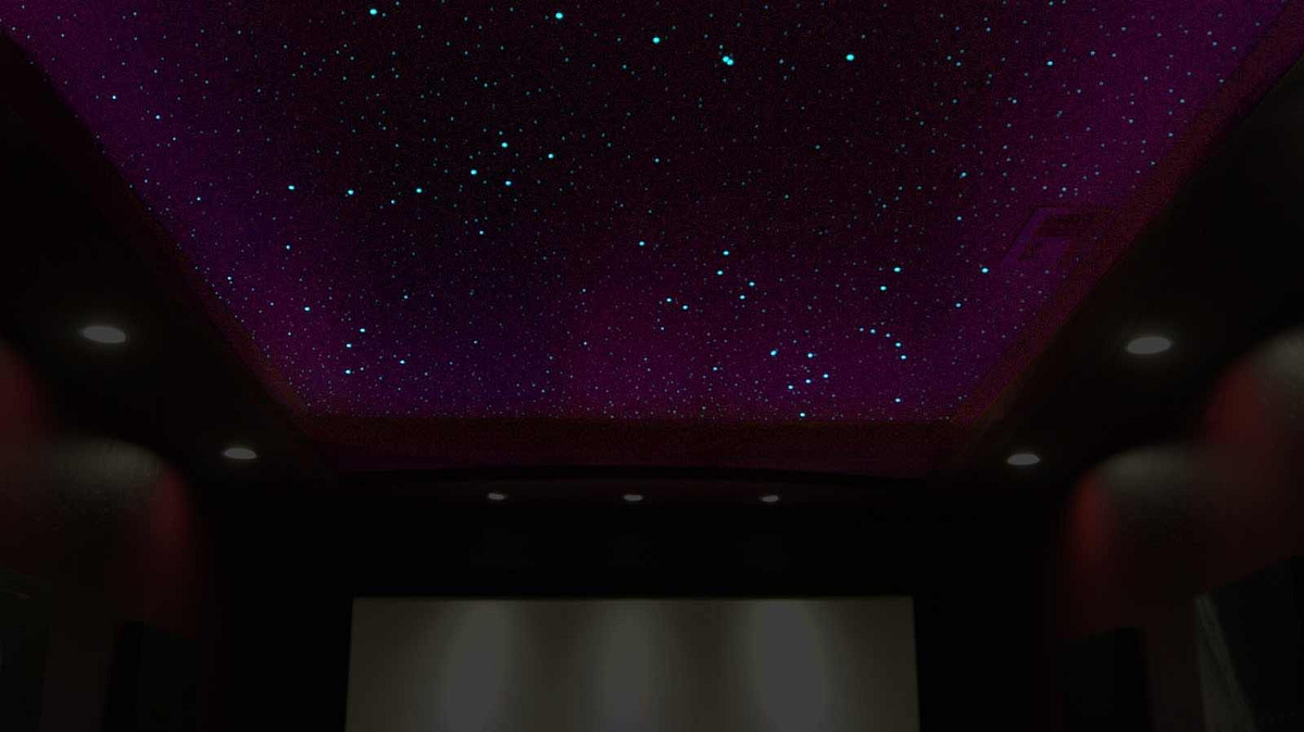 Home theater star ceiling by Night Sky Murals