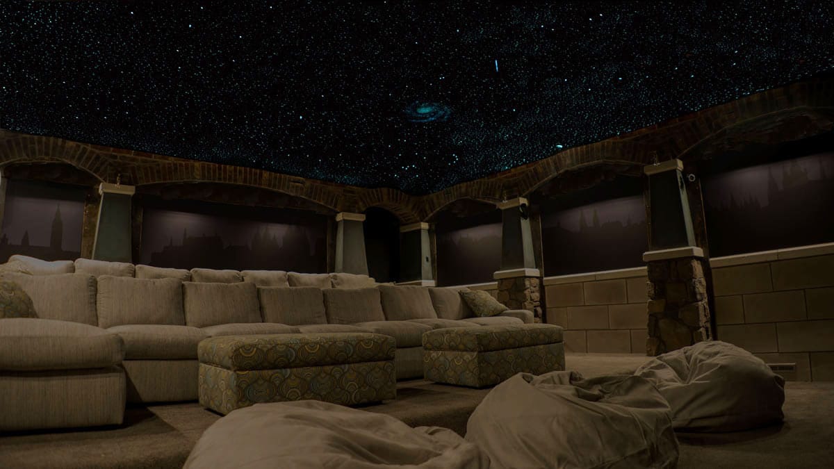 Utah home theater star ceiling by Night Sky Murals
