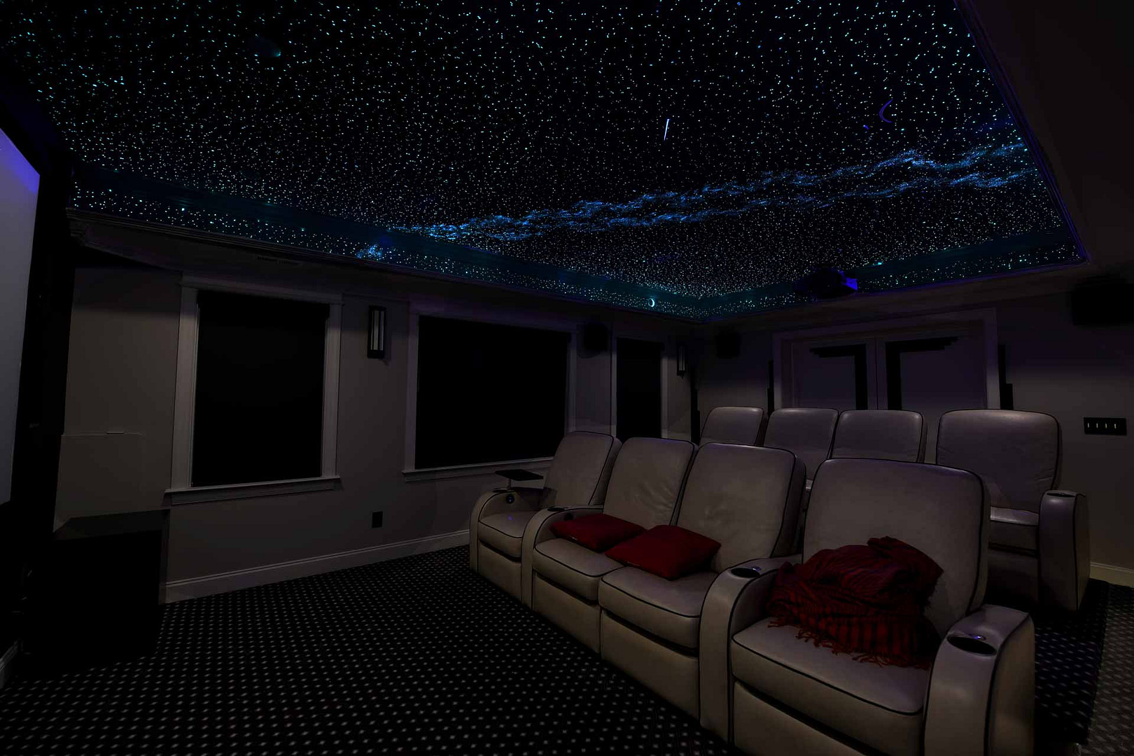 Home Theater with Night Sky Mural